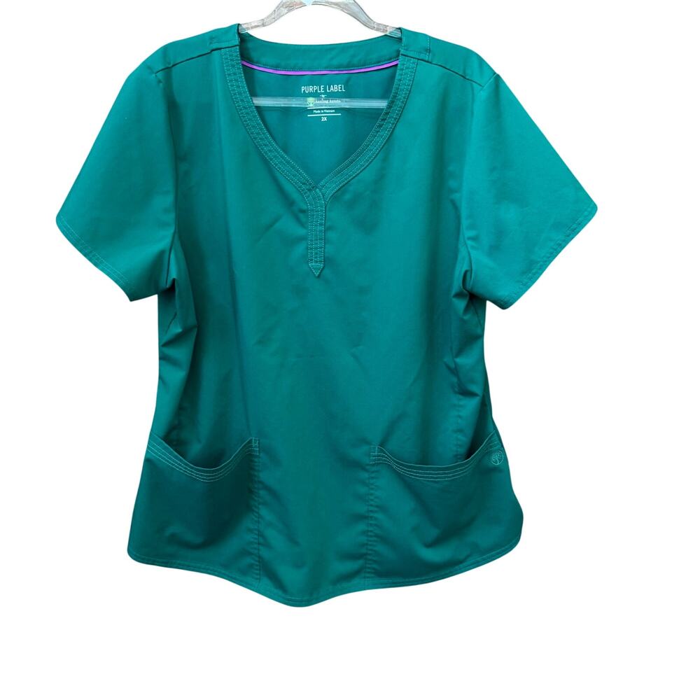 Healing Hands Purple Label Scrub Top Size 2X Hunter Green Womens Healthcare
